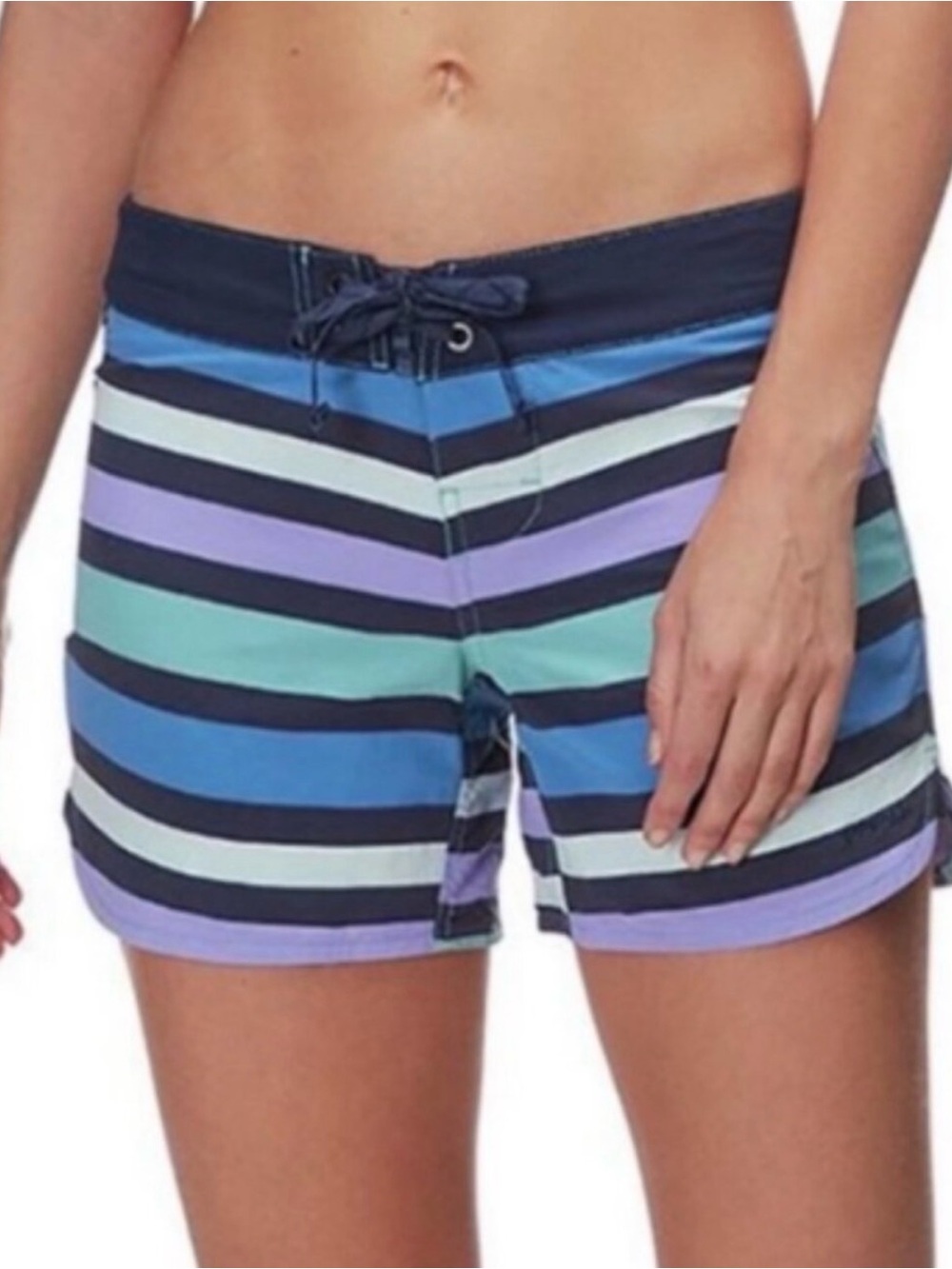 Patagonia Women's Navy, Teal, Blue & Purple Striped Athletic Shorts